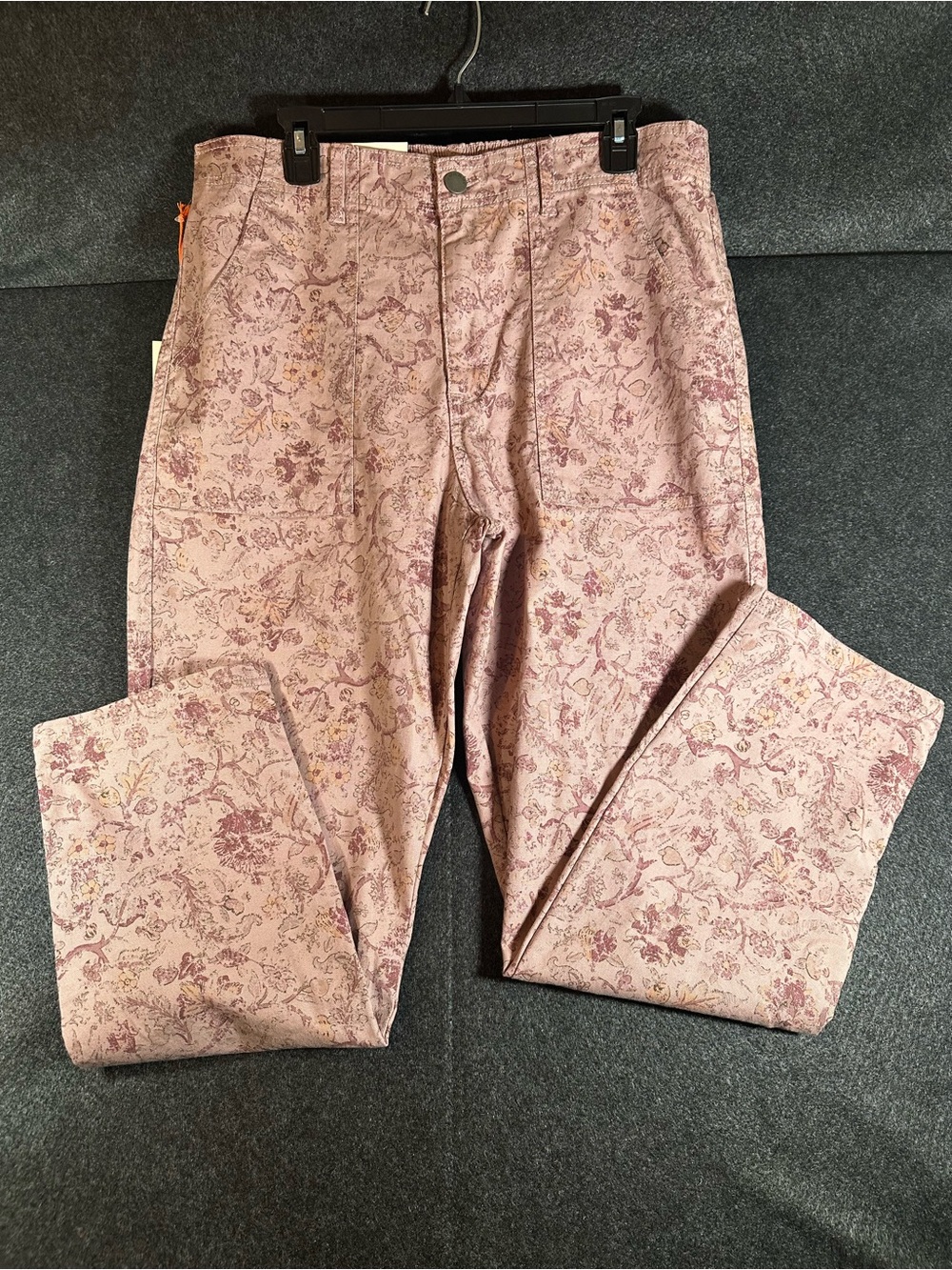 Knox Rose Women's Floral Straight Leg Pants High Rise Elastic Waist Large